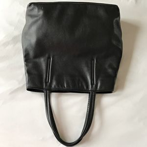 Black Medium Genuine Calfskin Leather Tote Bag